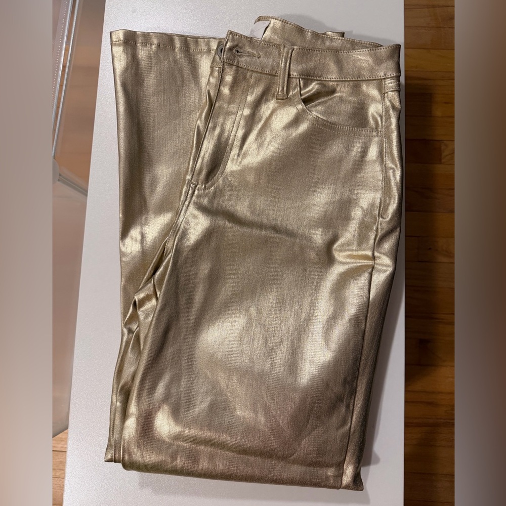 Gold Metallic Wide Leg Jeans